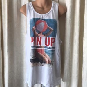Zara Bershaka Graphic PIn Up Tank Top SZ S